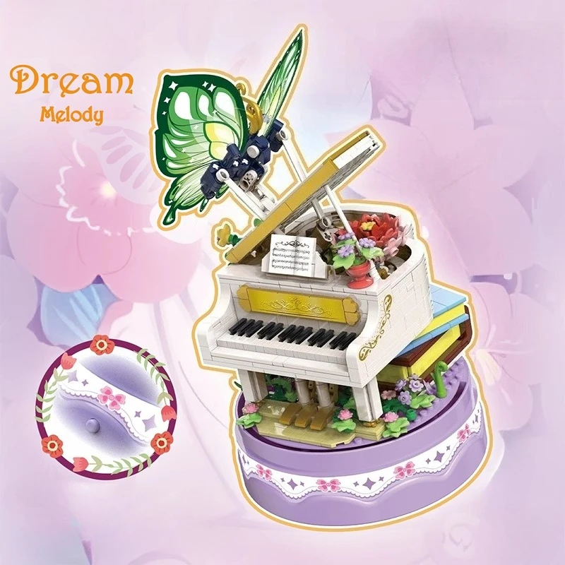 حلم فراشة البيانو صندوق تشغيل الموسيقى اللبنات فراشة الجمعية اليدوية الإبداعية نموذج العصرية اللعب جمع الحلي #3