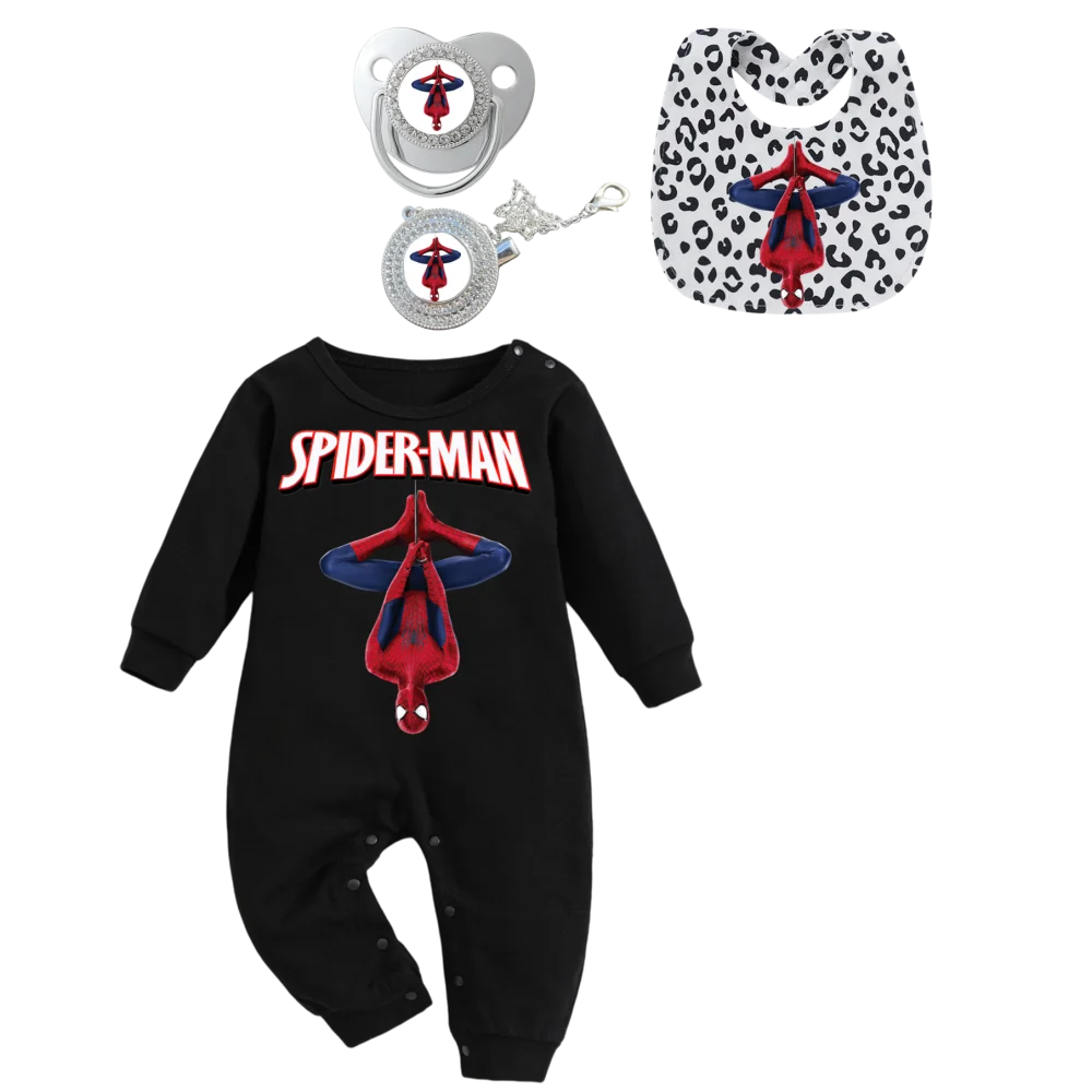 4 buah/set celemek bayi katun, dot bayi, penjepit puting, baju merangkak bayi lengan panjang, set kain sendawa bayi baru lahir