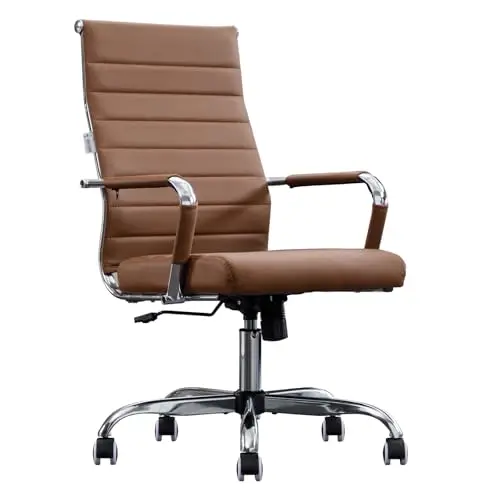 Home Office Chair Ribbed, Modern Leather Conference Room Chairs, Ergonomic Office Desk Chair, High Back Executive