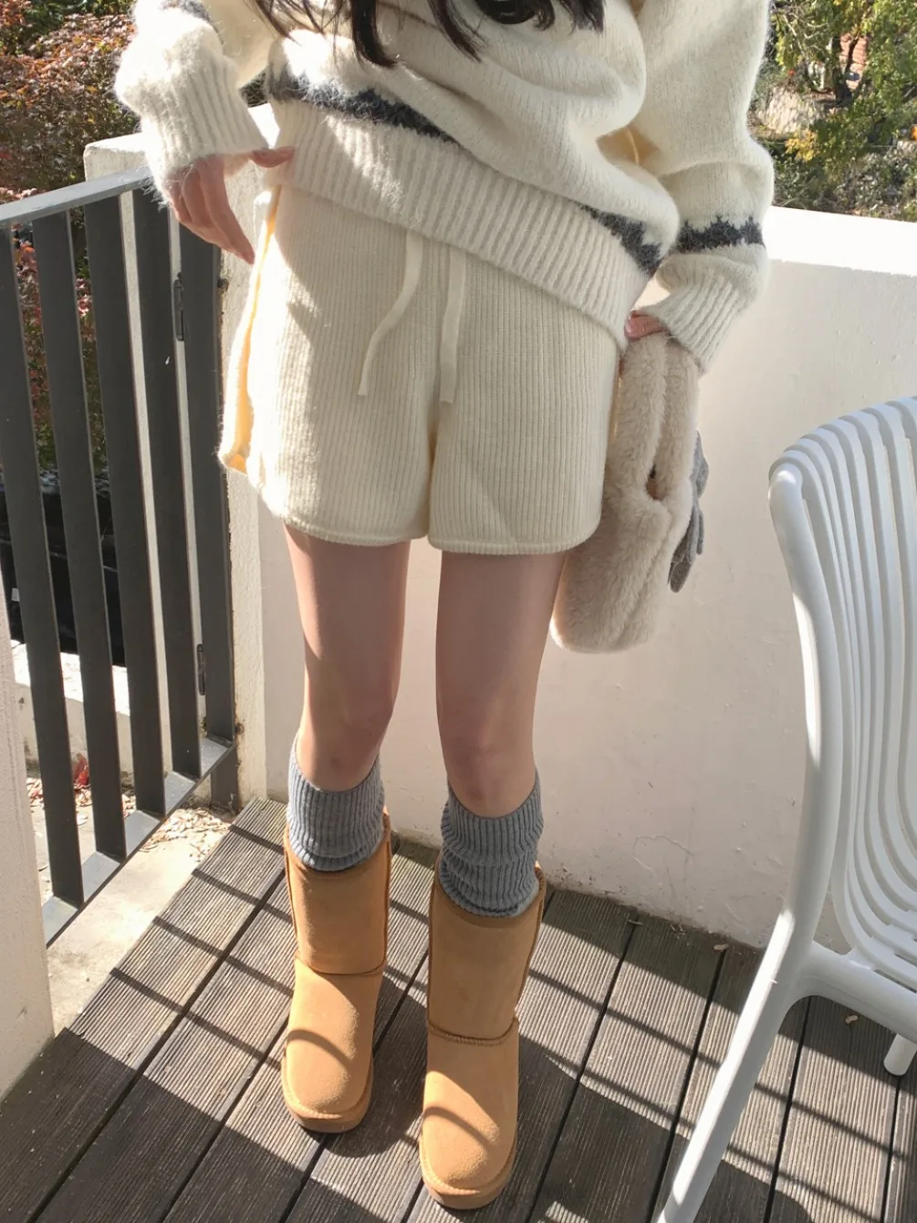 Chic coréen Sle tricoté laine pantalon femmes automne hiver polyvalent ort orts vêtements d'extérieur coupe confortable décontracté Streetwear