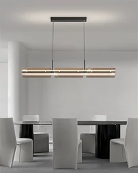 Italian minimalist restaurant chandelier modern minimalist dining table bar counter straight strip light fixture