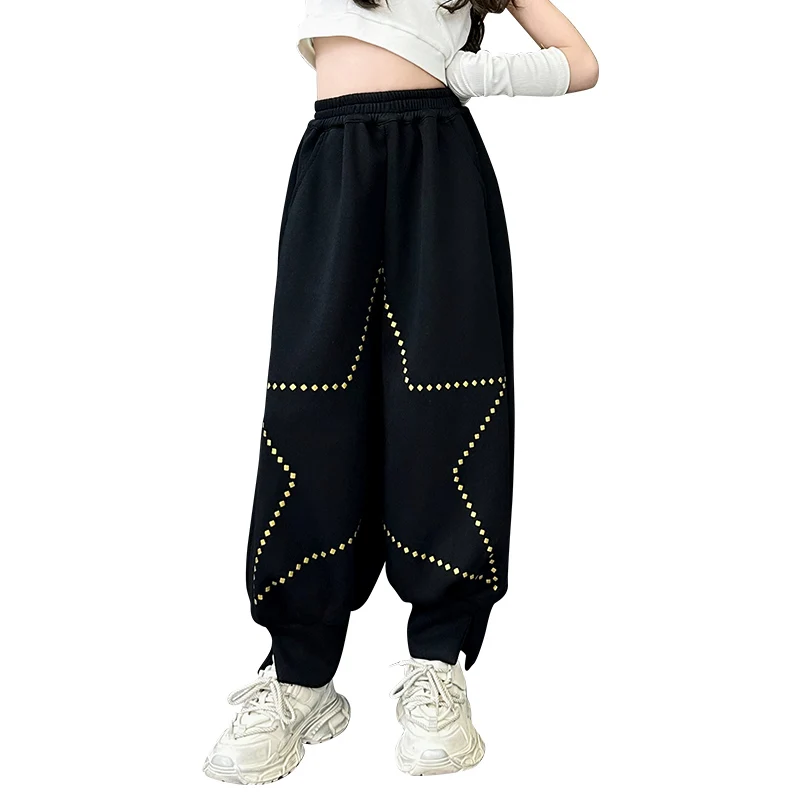 

Girls Sweatpants Spring Autumn Solid Color Sport Kids Pants Elastic Waist Teens Children Casual Loose Trousers 8 10 12 13 14Year