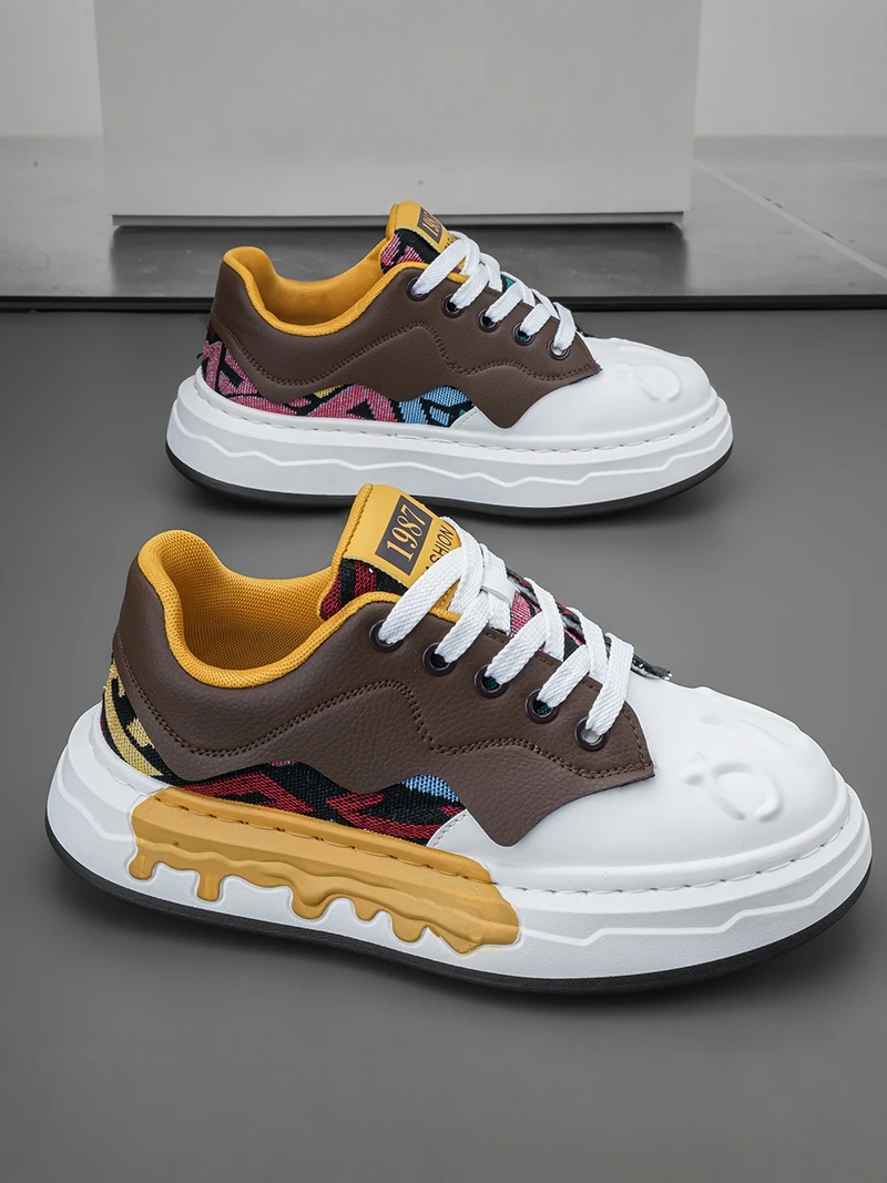 Men's 2026 New Autumn Trendy All-Match Sports Flat Shoes Teenagers Casual Thick Bottom Heightening  Bread Shoes