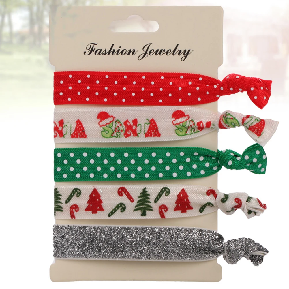 

30 Pcs Christmas Hair Ties Fabric Durable Decorations Girl Headgear Ponytail Holder Rubber Printing Accessories Hair Protection