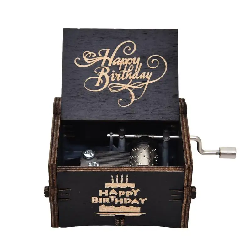 Hand Crank Music Box Happy Birthday Hand-Operated Musical Instrument Vintage Creative Classic Design For Classmate Friends