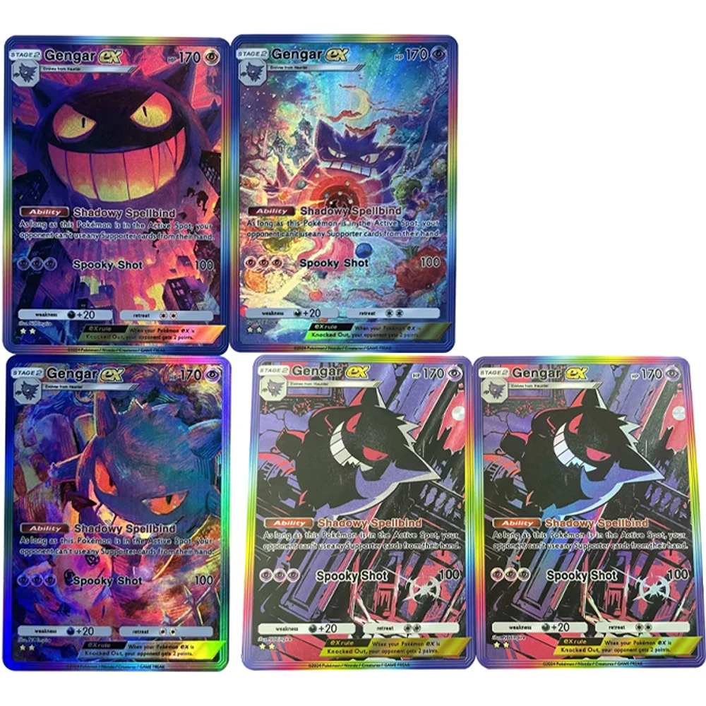 

3 шт./компл. DIY аниме PTCG коллекционная карта Gengar Ex HP170 английский жуткий снимок рефрактивная цветная вспышка рельефная карта детские подарки игрушка