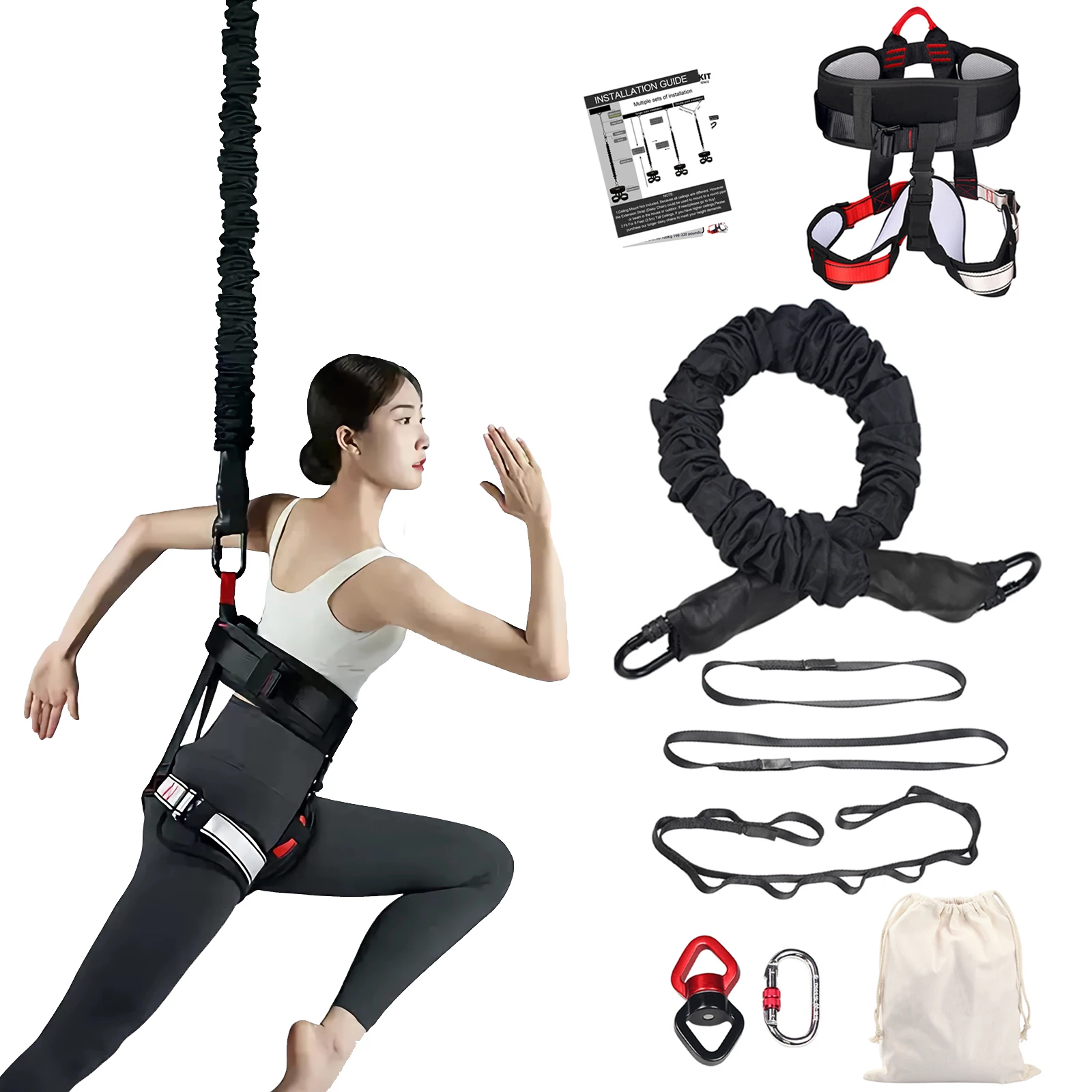 Bungee Dance Equipment Resistance Bungee Band Set Anti-gravity Cord Aerial Workout Fitness