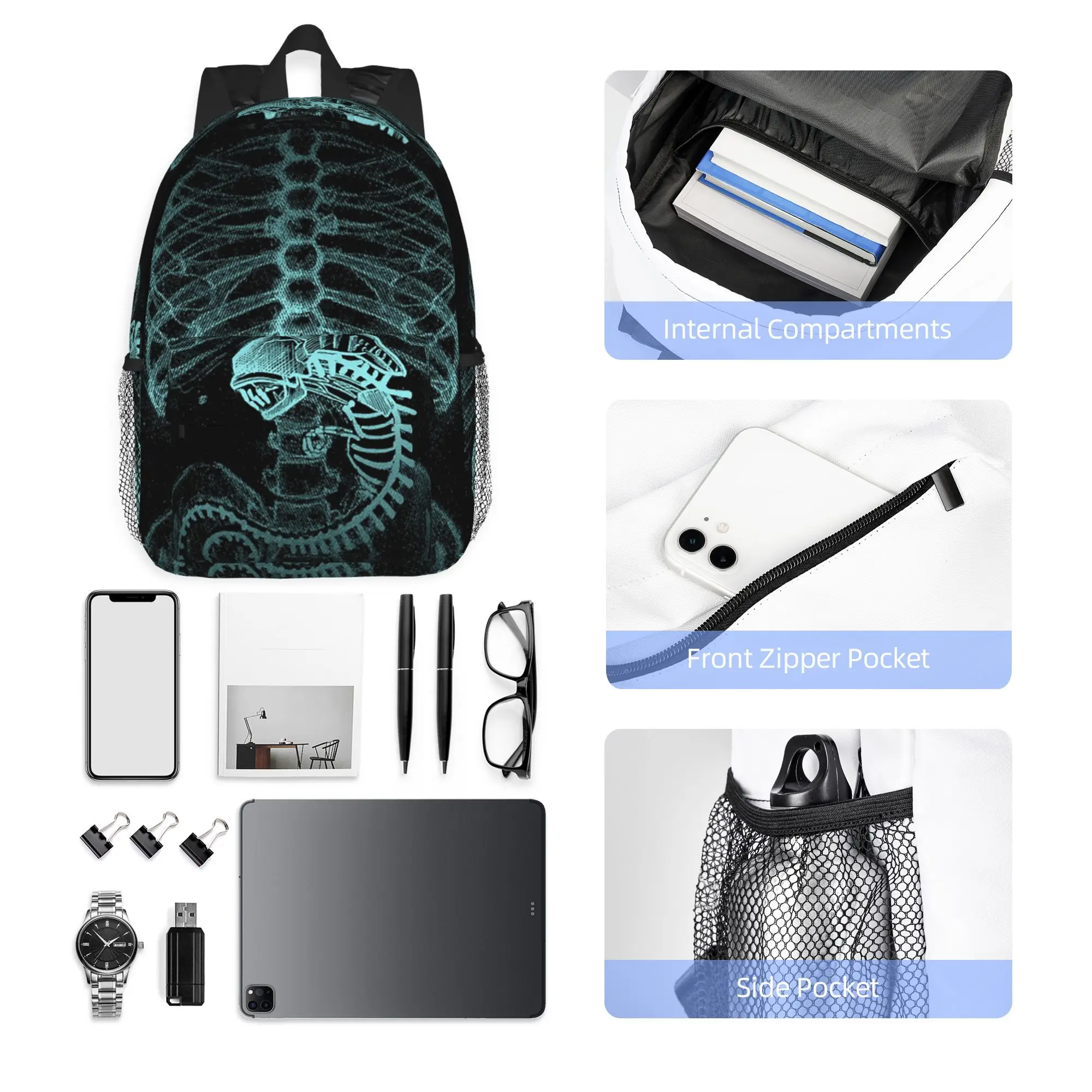 Radiography Alien Backpack Hot Sale Daypack Large Capacity Boys Girls BookBag Shoulder Bags for Men Women School Bag