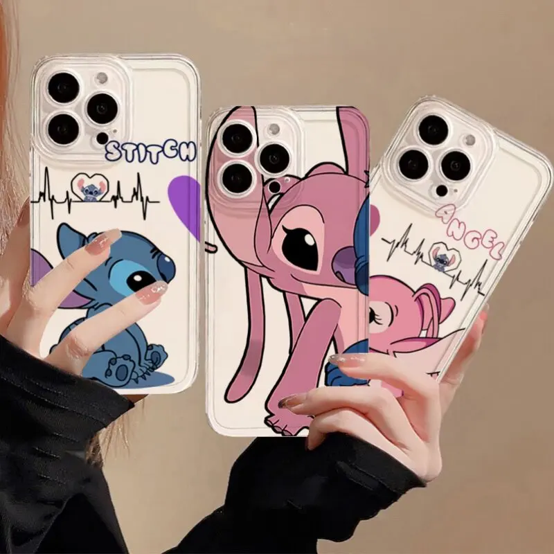 Funda de teléfono Stitch Angel pareja para Xiaomi Redmi Note 14 13 12 11 Pro Plus 11S 12S 10 10S Turbo 4 POCO X6 X7 Pro 14C 13C