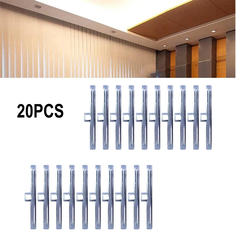 20Pcs Metal Vertical Louver Top Hanger Double Slot 89mm Blade Clamp Replacement Parts RV Blind Slat Holder Repair Kits
