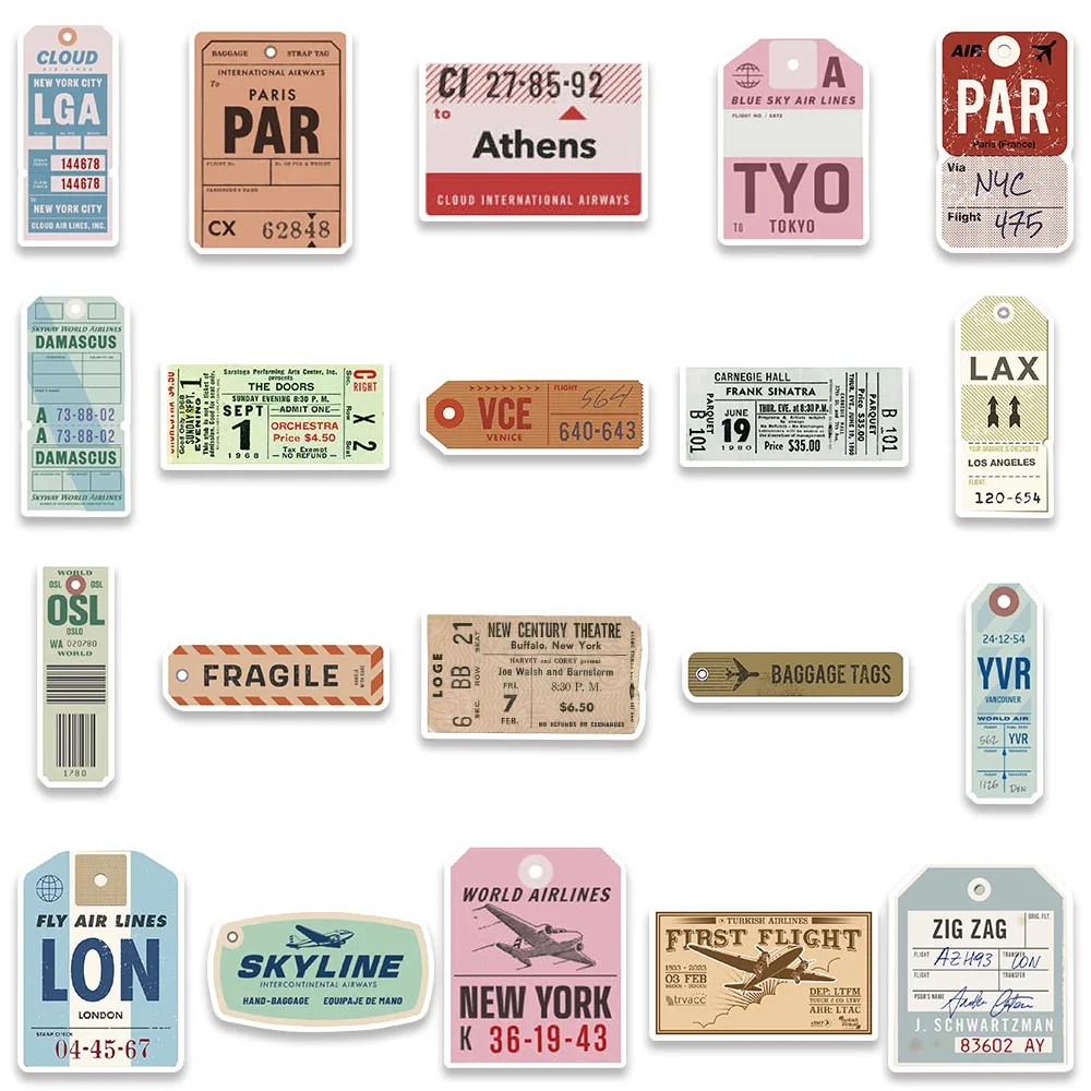 Adesivos de cartaz de viagem vintage, 40pcs, à prova d'água, para mala, telefone, computador, livro, garrafa, brinquedo infantil