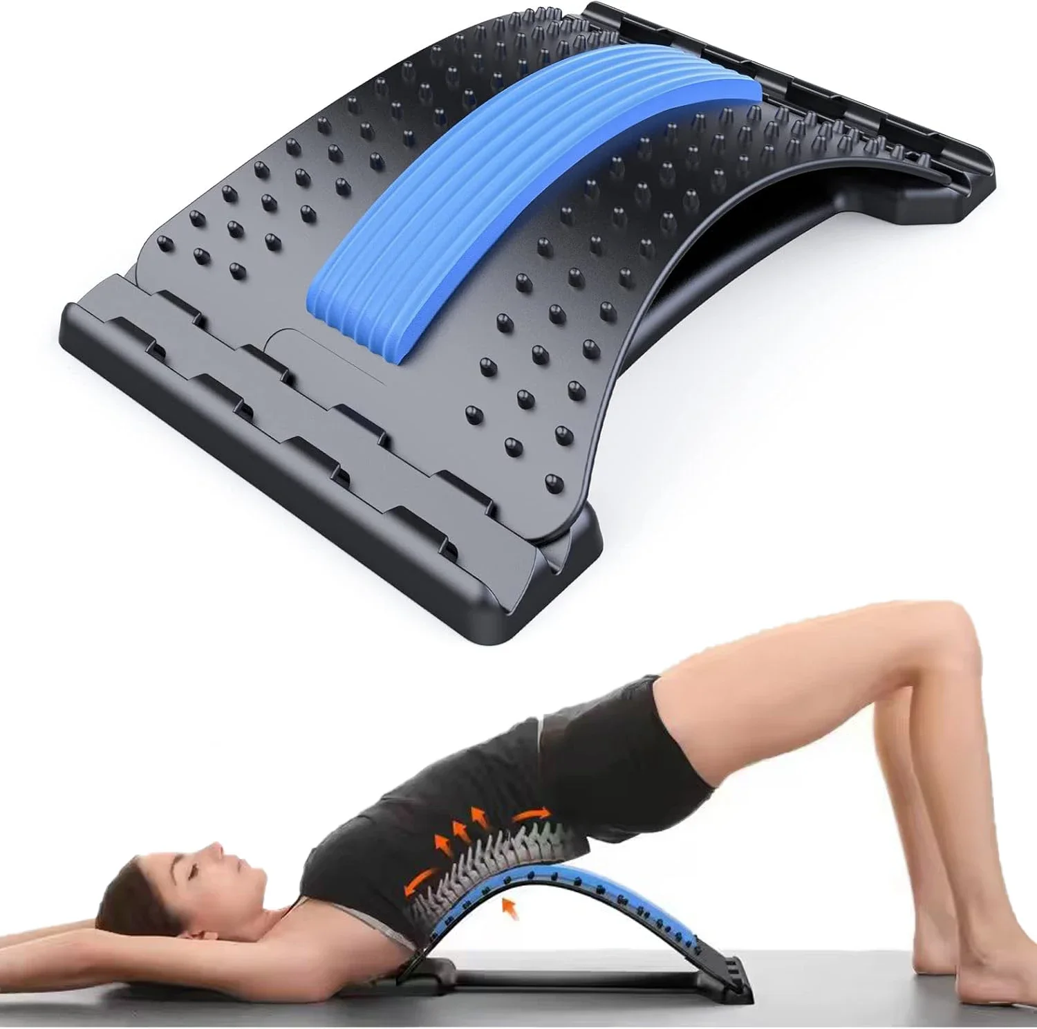 Back Stretcher Multi-Level Back Cracker Board Lumbar Support Massager Lower Upper Back Pain Relief for Herniated Disc Scoliosis