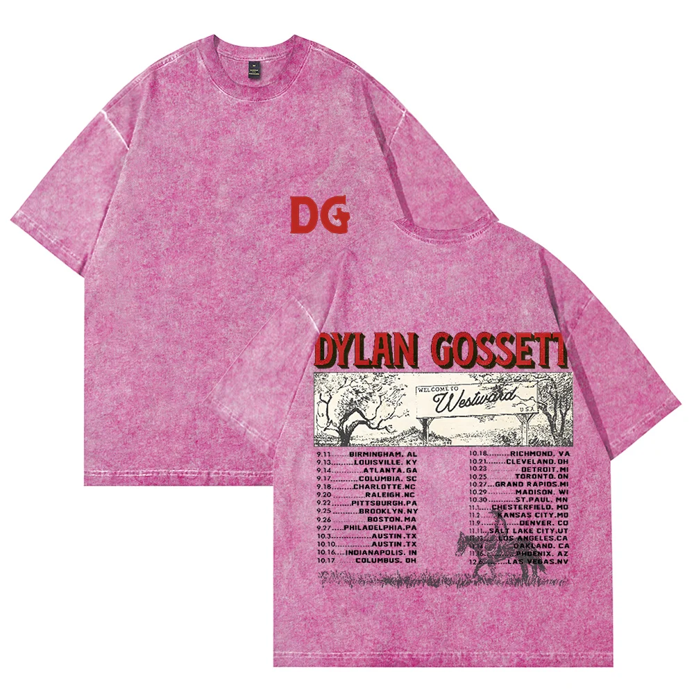 

Dylan Gossett The Westward Tour Merch Хлопковая винтажная стирка футболка для мужчин/женщин Уличная одежда с круглым вырезом и короткими рукавами