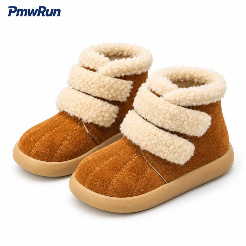 Faux Fur Winter Boots For Girls 2026 Trend Fashion Teenager Kid's Snow Footwear Anti-slippery Waterproof Children Cotton Shoes