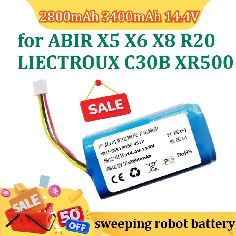 

2800mAh 3400mAh 14.4V Battery for ABIR X5 X6 X8 R20 LIECTROUX C30B XR500 Robot Sweeping Robot Battery