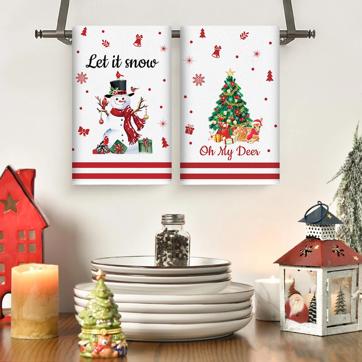 2 قطعة مناشف المطبخ عيد الميلاد عيد ميلاد سعيد الطرف الديكور 2025 عيد الميلاد سانتا كلوز منشفة أطباق نافيداد ناتال السنة الجديدة هدية 2026