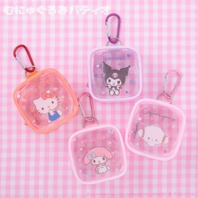 

MINISO Anime Kawaii Hello Kitty Cinnamoroll Transparent Mini Bag Cute Cartoon Kuromi Hanging Collection Bag Lovely Gifts Toys