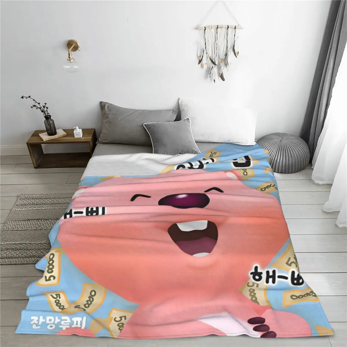 Zanmang Loopy Cartoon Blankets Fleece Cute Kawaii Super Soft Throw Blanket for Home Couch Bedspread