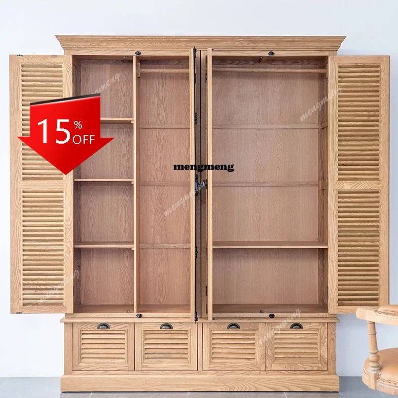 

Американский шкаф из массива дерева с ящиками, дубовый шкаф-купе для спальни, шкаф для хранения вещей в отеле, мебель для дома.