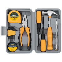 Hi-Spec 13-Piece Home & Office Yellow DIY Hand Tool Kit Set in Portable Toolbox Case Household Repairs and Improvements