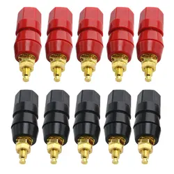5Pair Terminals Red Black Connector Amplifier Terminal Binding Post Banana Speaker Plug Jack Adapter Socket