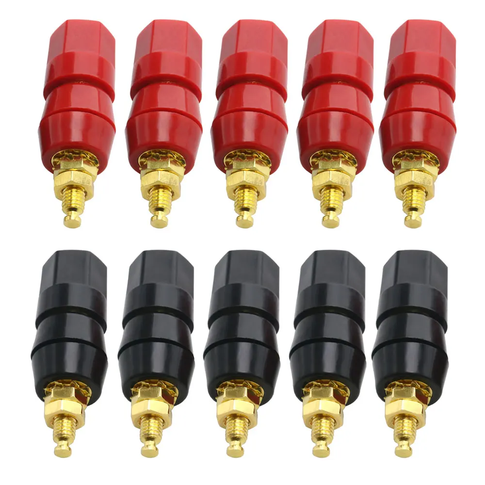 5Pair Terminals Red Black Connector Amplifier Terminal Binding Post Banana Speaker Plug Jack Adapter Socket