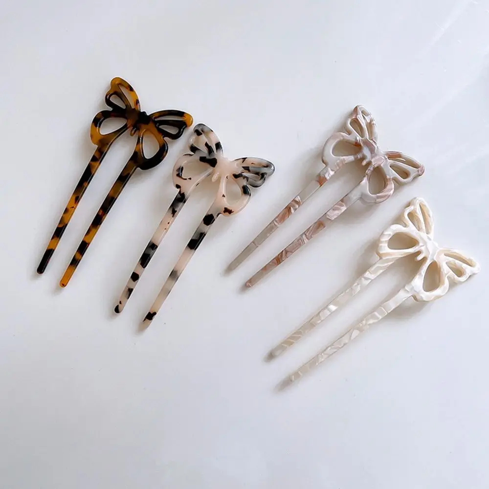 Girls Hairstyle Tools Bun Maker Acetate Butterfly Hair Stick Korean Style Headwear U-shaped Hairpin Female Hair Accessories