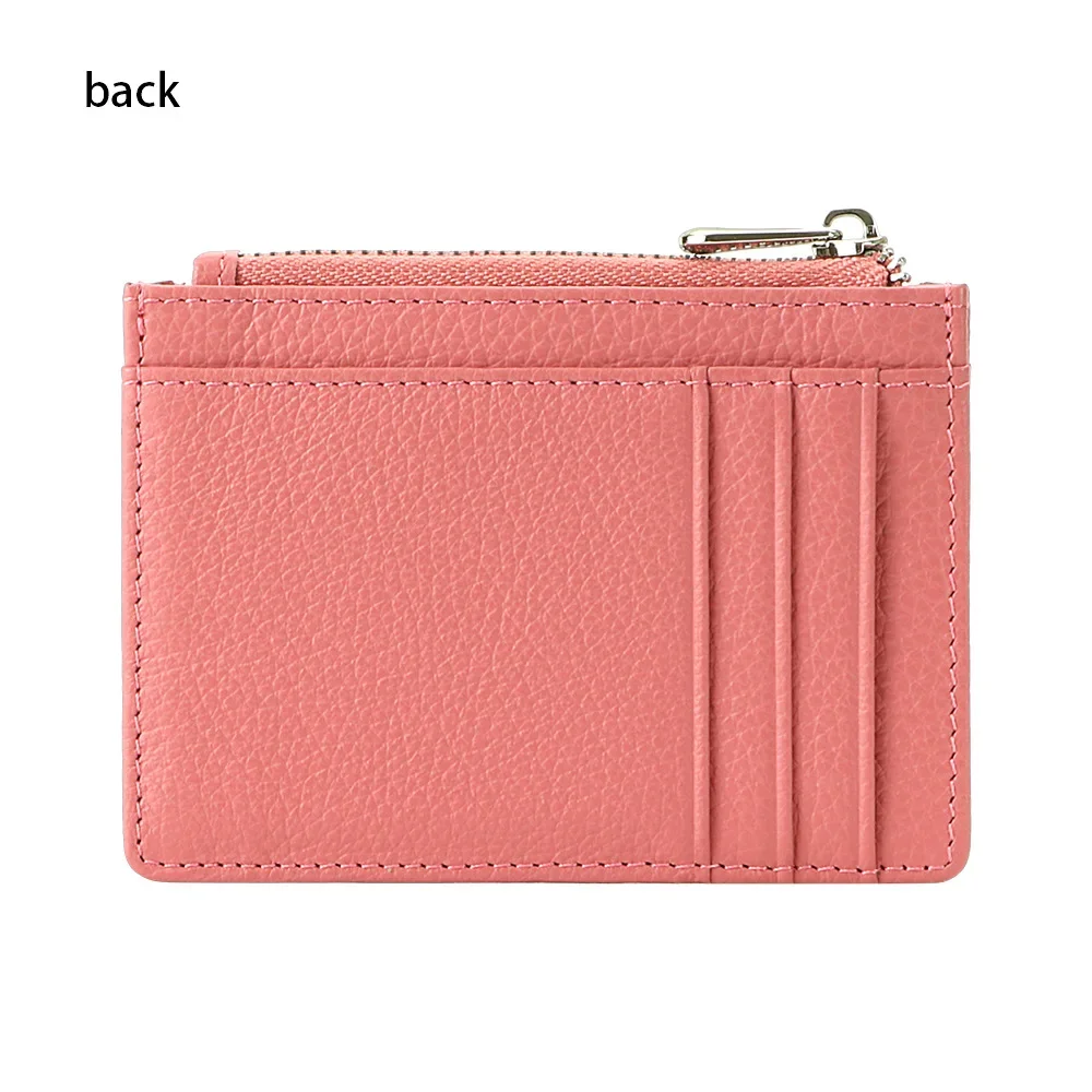 URBAN MASTER Portable Zipper Card Holder, Genuine Leather Solid Color Coin Purse, Perfect Credit Card Case for Daily Use 1661