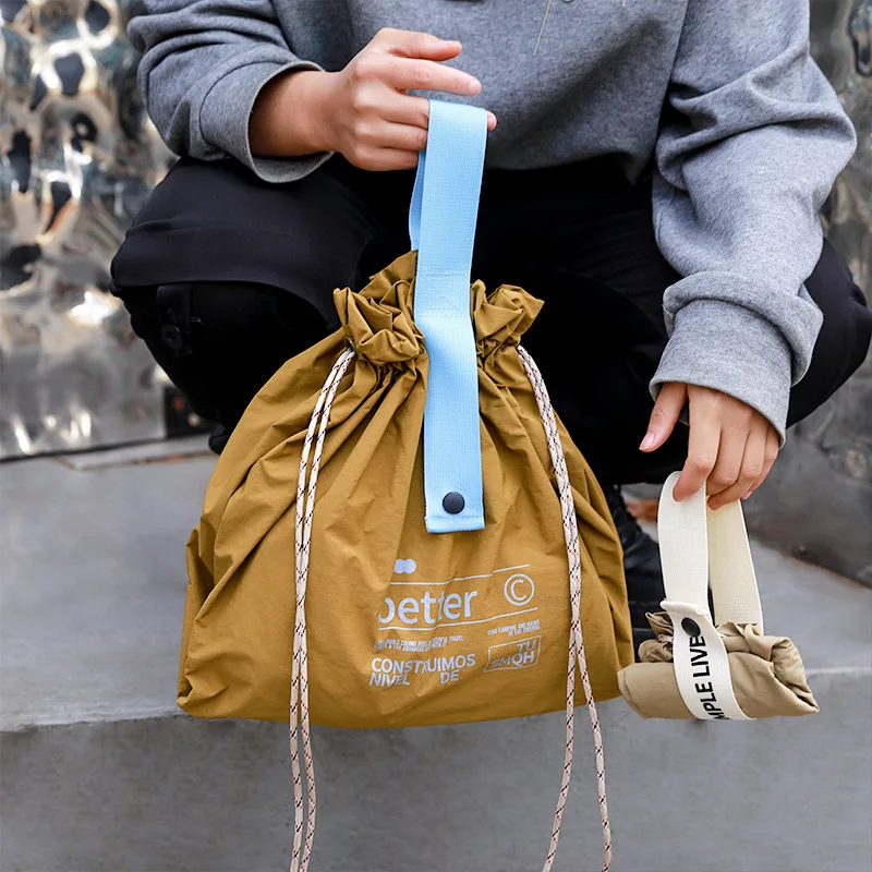 Grote Capaciteit Tooling Wind Draagbare Reizen Picknick Opbergtas Handtas Met Trekkoord Geïsoleerde Boodschappentas Nylon Lunchtas