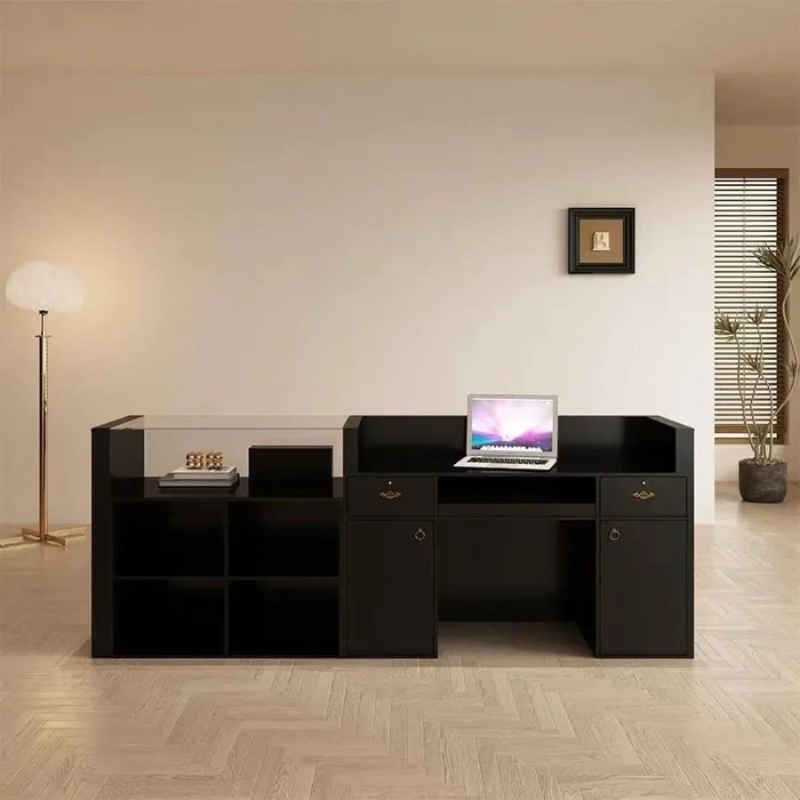 

Entry Lux Reinforced Reception Desks Stainless Grand Reception Desks Load-bearing Luxury Office Furniture Mesa De Recepção LJ40