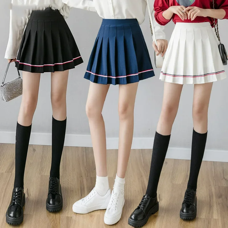 Korean Fashion Summer Black A Cute Tennis Folds Skirts Plaid Pleated Mini Skirt Women Clothing Faldas Underneath Shorts