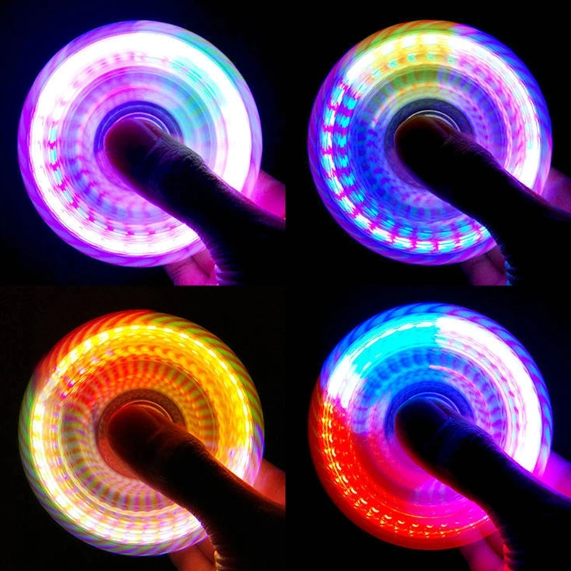 LED Luminous Finger Spinner Interactive Toy Sensory Stimulation Anti-Anxiety Adults Kids Funny Gift Hand Therapy