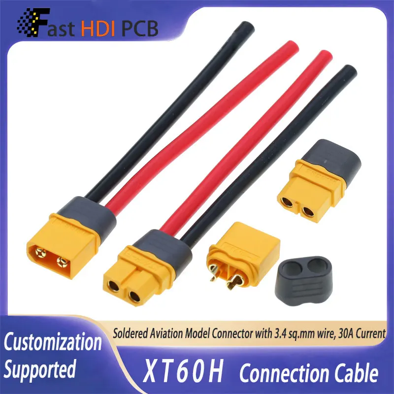 XT60H 수컷 암컷 커넥터 페어 와이어 포함 60A 고전류 플러그 소켓 RC 드론 LiPo 배터리 FPV 레이싱 쿼드콥터용