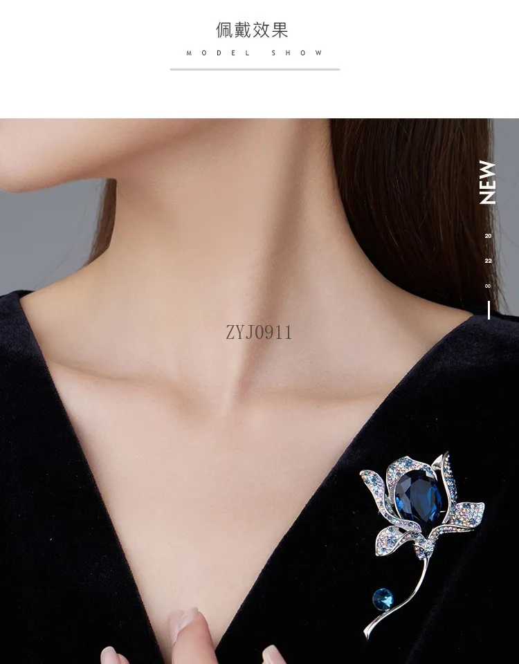 Magnolien-Brosche, hochwertige, zarte Blumenbrosche für Damen, neu, trendig