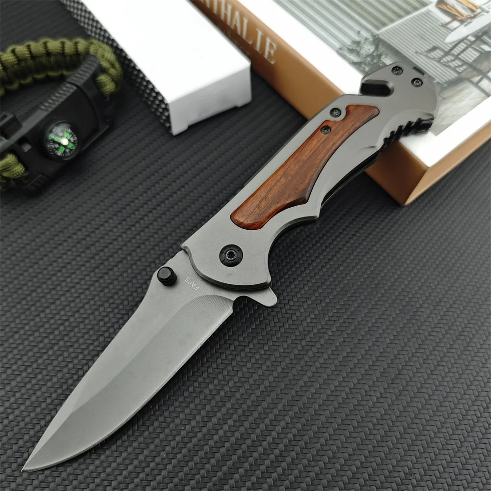 

FA05 Flash Tanto Pocket Folding Knife 5Cr13Mov Blade 420 Steel Inlaid with Coloured Wood Handle Outdoor Portable Camping Tools