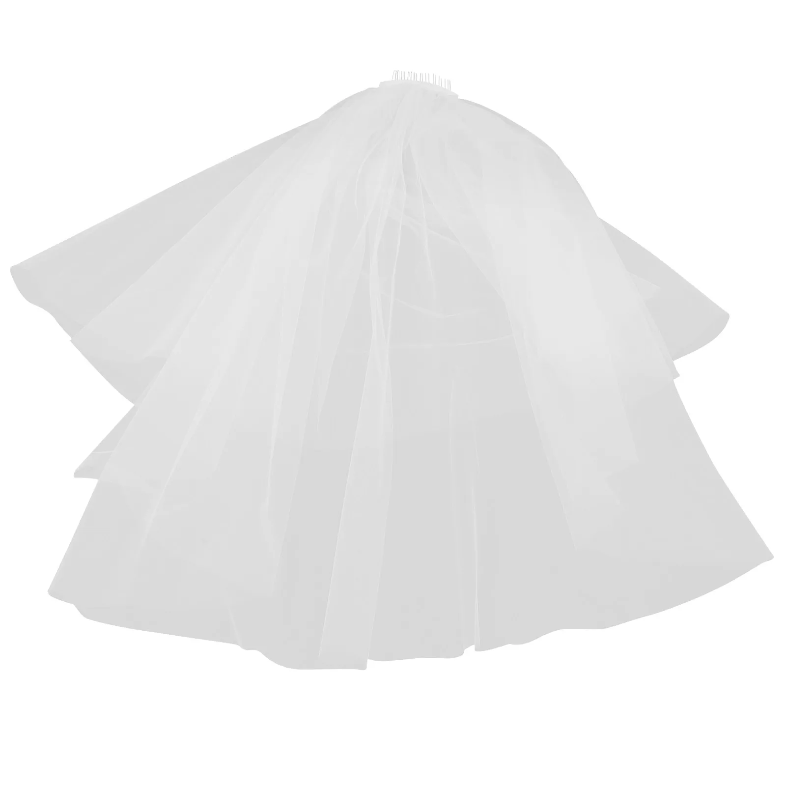 

Short White Double Layer Bridal Veil Tulle Soft Lightweight Wedding Hair Comb Accessory for Bride Photos Mesh Veil