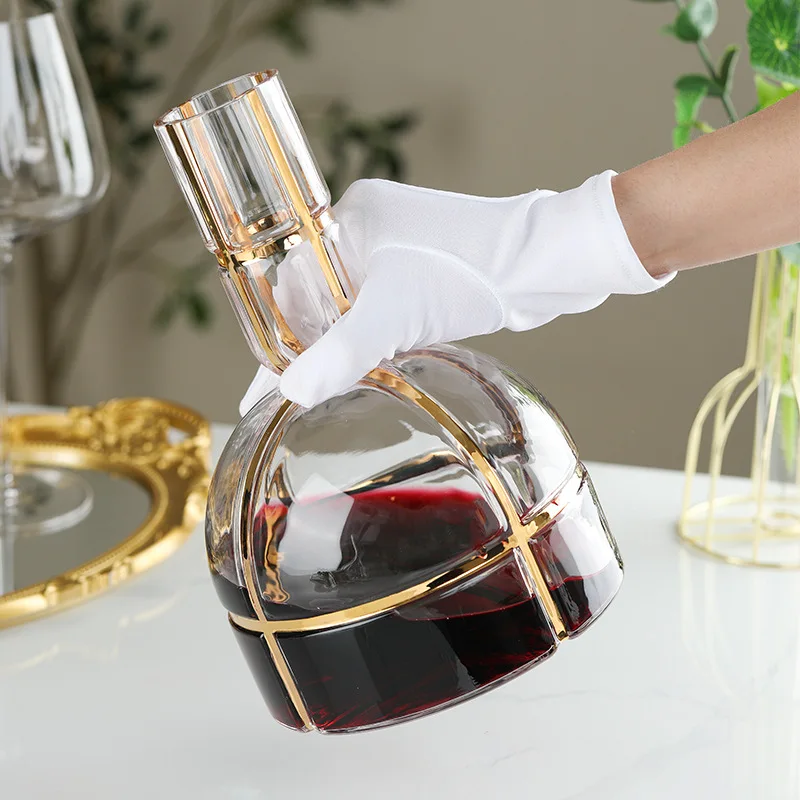 Creative Crystal Glass Red Wine Hanger Hotel High end Gold Plated Light Luxury Wine Dispenser Restaurant Pourer