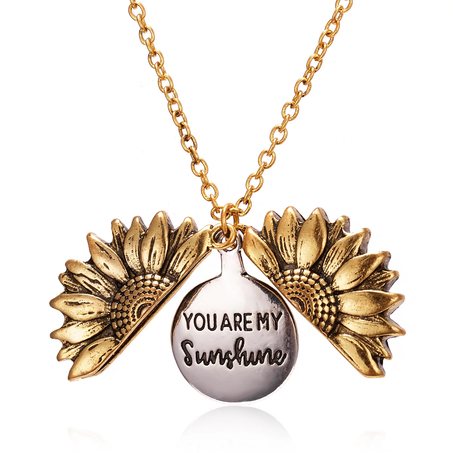 Fashionable new creative sunflower necklace can be opened pendant necklace versatile accessories couple gift