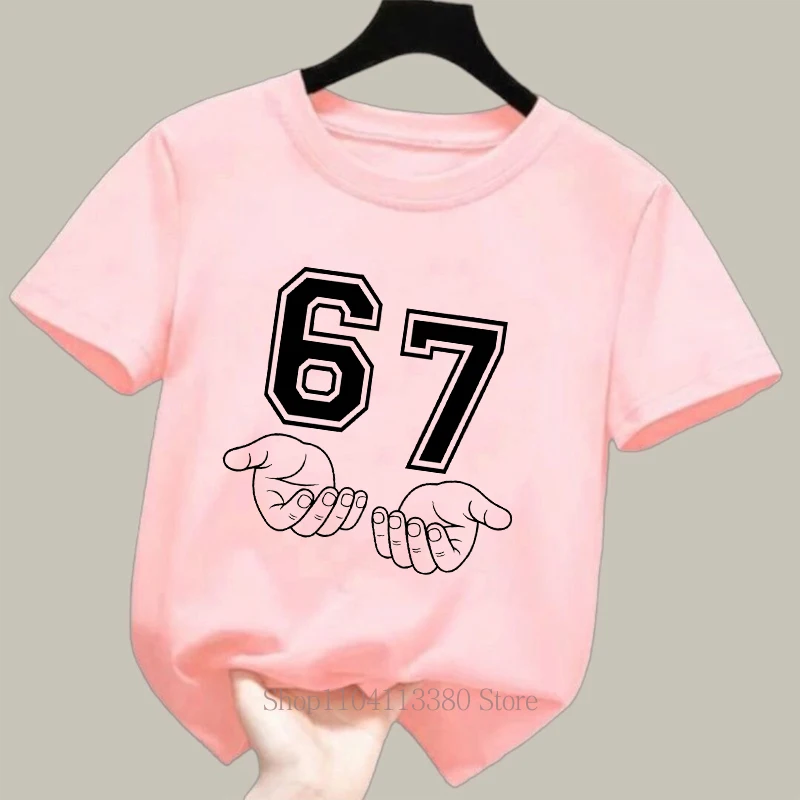 Teenager Six Seven Hand Print Children T-shirts Summer Boys Girls Casual Fashion High Quality Kids Short Sleeve Tops T-shirts