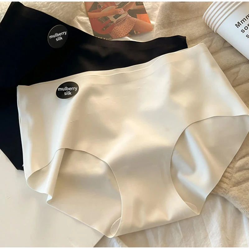 Seamless Briefs For Women Solid Color Panties Slip Silk Female Underwear Soft Thin Light Panty Fashion Femme Underpants M-XL