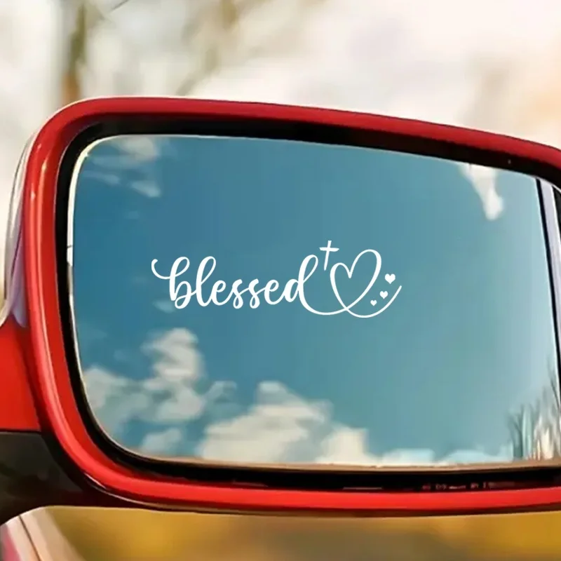 6PCS Blessed Heart Bible Verse Sticker, Decor Decal for Car Rearview Mirror Water Cup - view 4
