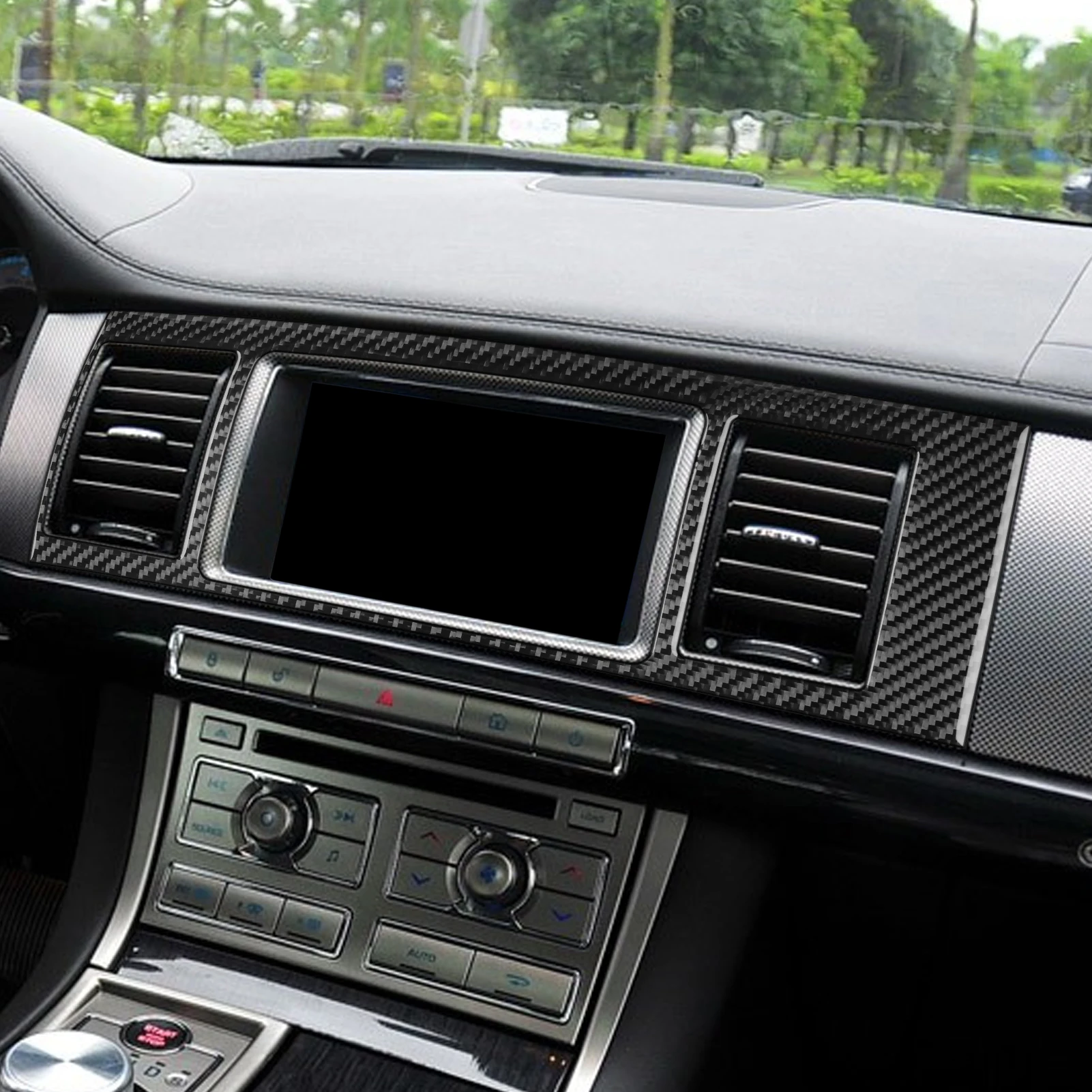 Carbon Fiber Center Control Air Vent Frame Cover Trim Sticker Modification Car Interior Accessories For Jaguar XF 2008—2015