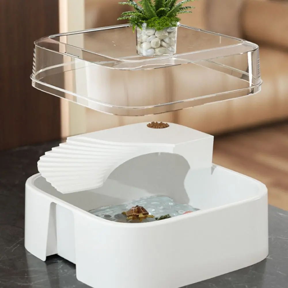 

Прозрачный аквариум для черепах большой вместимости с защитой от побега, полноразмерный прозрачный контейнер для разведения с платформой для загара и пластиковой зоной отдыха для черепах