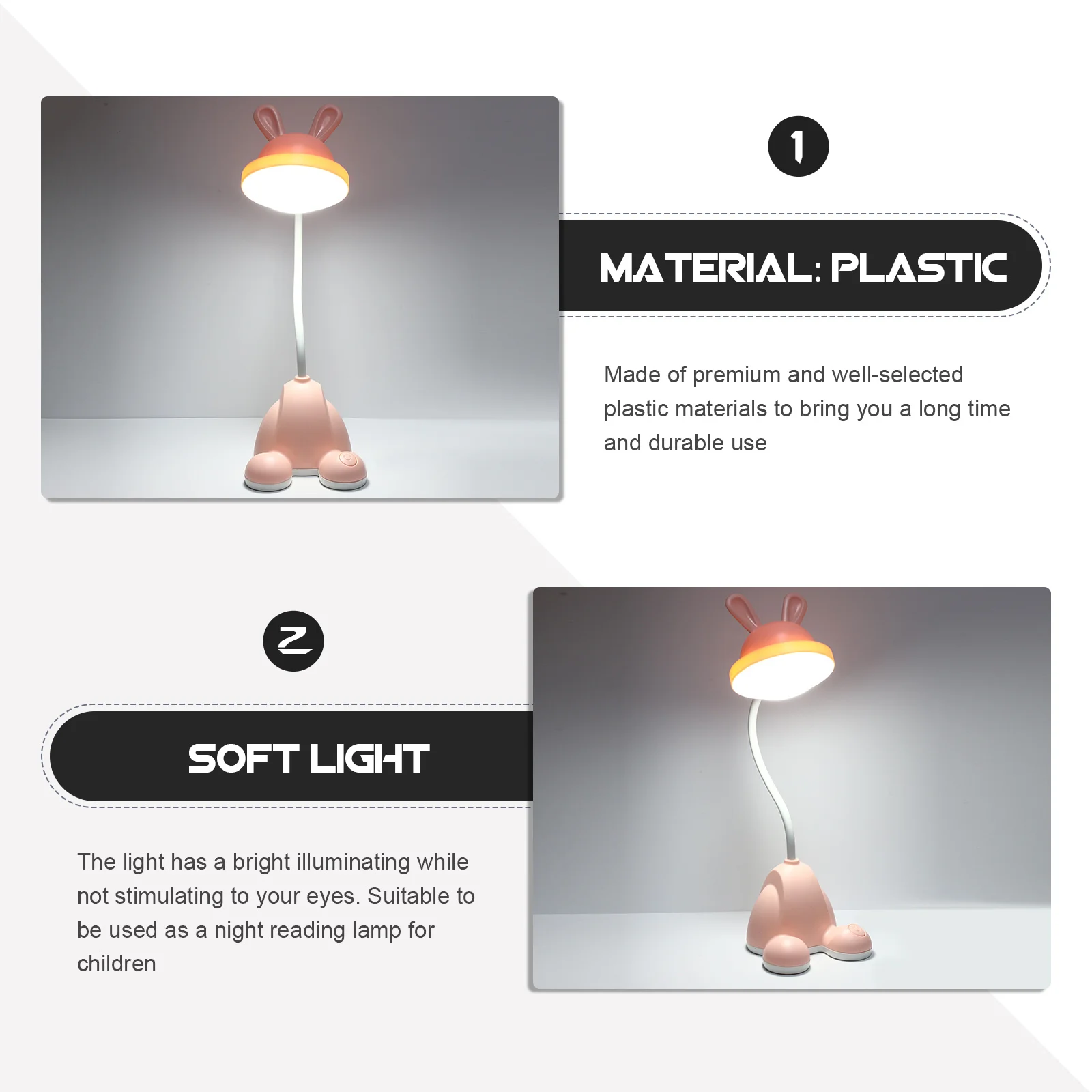 1 مجموعة لمبة مكتب الكرتون سطح المكتب العناية بالعين مصباح المنزل عنبر السرير القراءة دراسة ضوء حامل هاتف دراسة الضوء