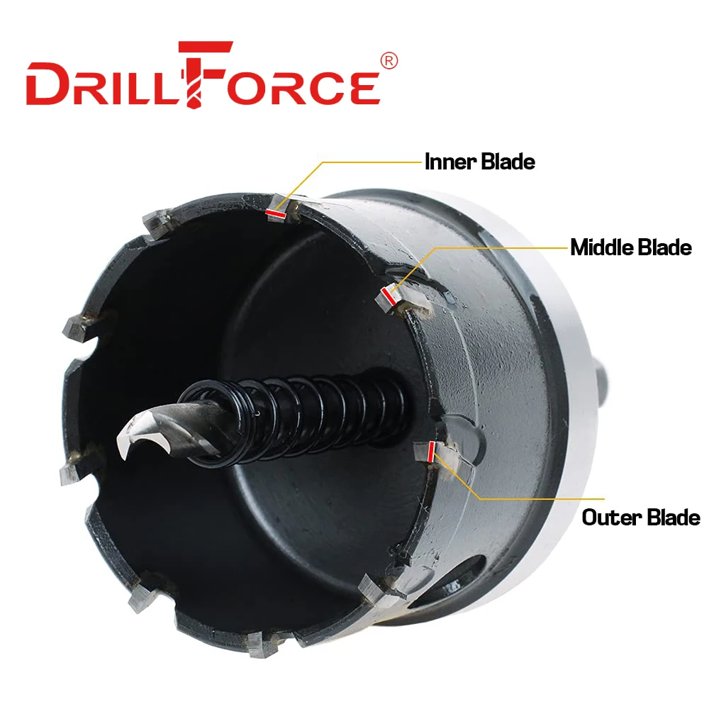 Imagem -02 - Drillforce-tct Buraco Saw Brocas Carboneto de Liga Cortador de Cobalto Chapa de Aço Inoxidável Kit de Corte de Metal de Ferro Mais Novo 14100 mm