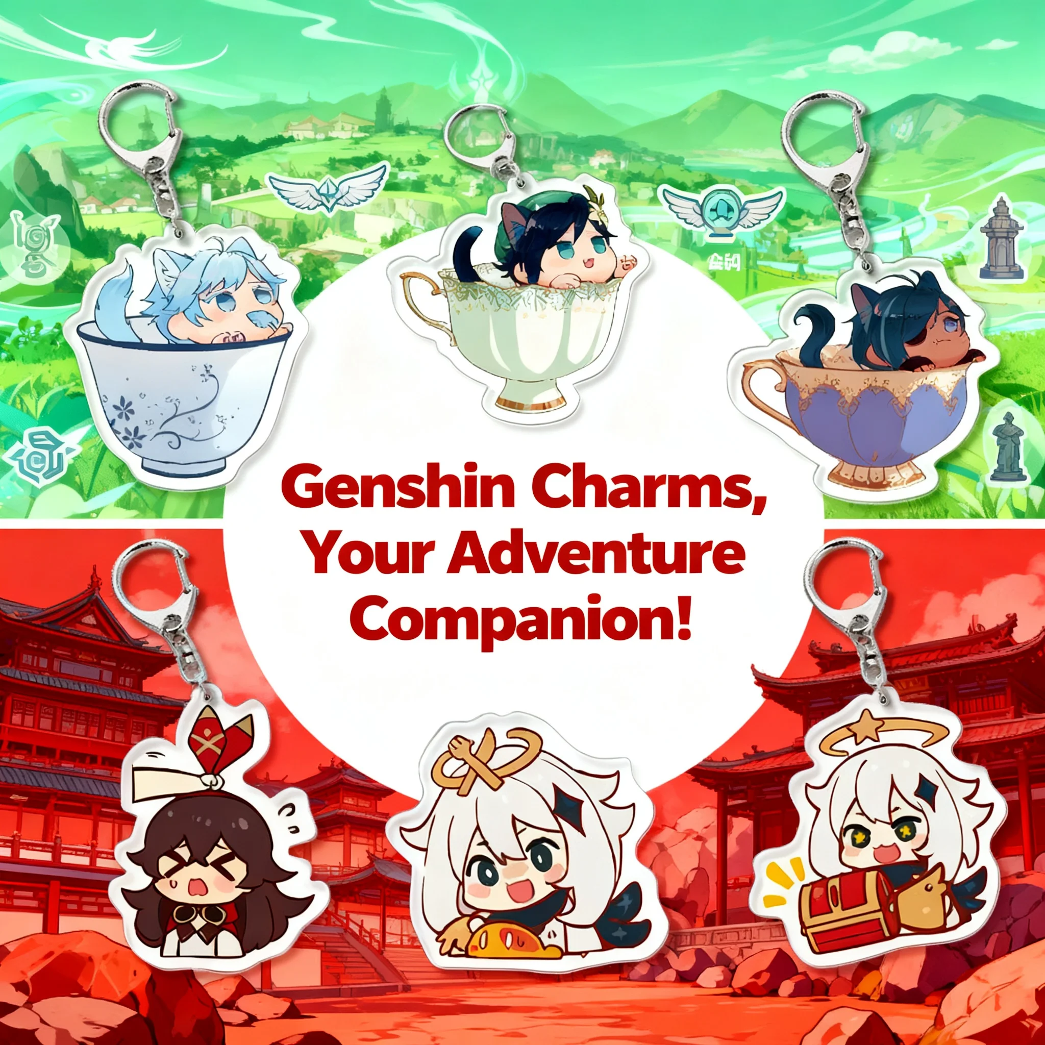 

Акриловый брелок-шарм Genshin Impact с персонажами аниме: Гань Юй, Ху Тао, Сяо, Кэцин, Венти, Нингуан. Аксессуары по мотивам игры.