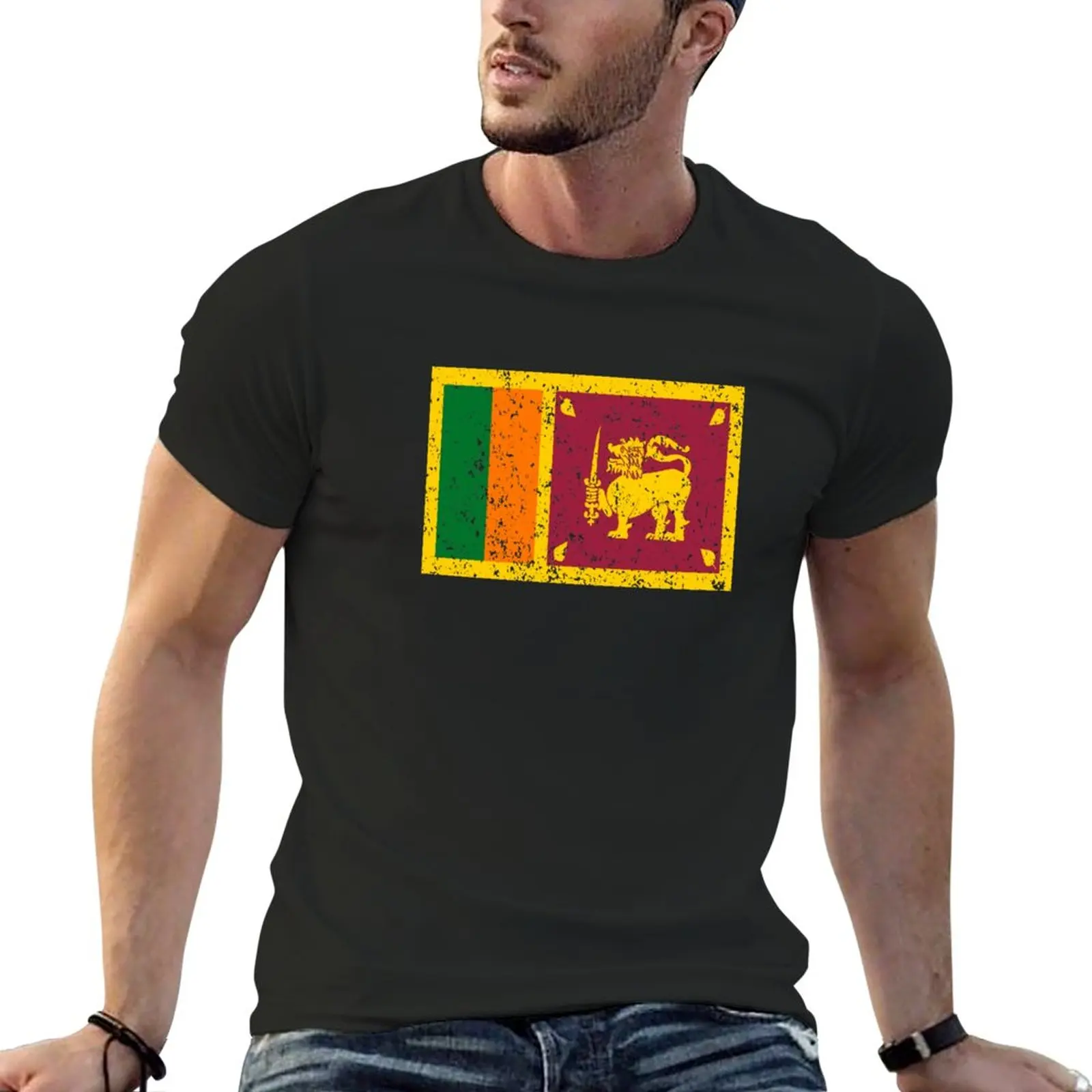 New Sri Lanka Flag T-Shirt Short t-shirt graphics t shirt black t shirt customized t shirts heavy weight shirts for men