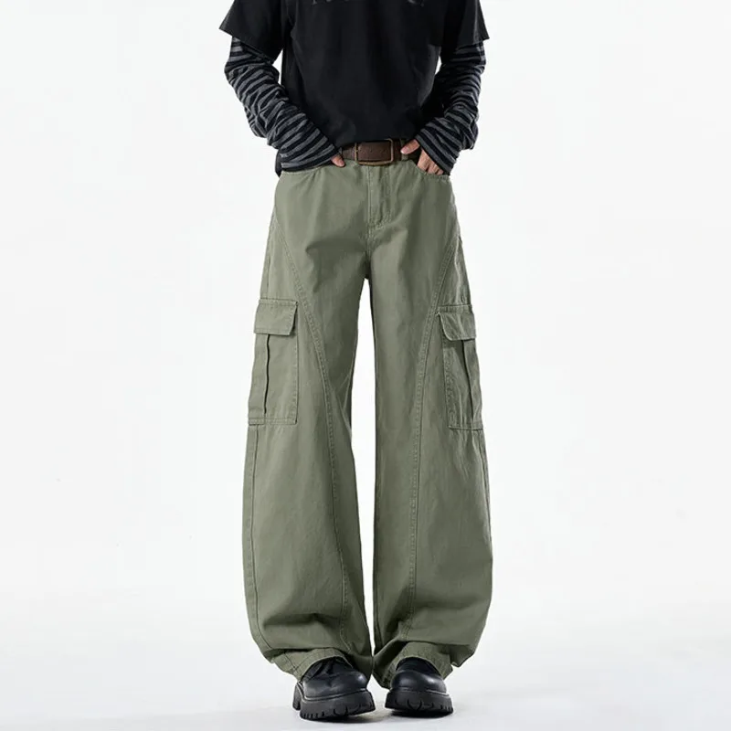 LUZHEN 2026 New Stylish Original Multi Pockets Design Straight Tube Cargo Pants Men Handsome Simple Male Casual Trousers JY9336