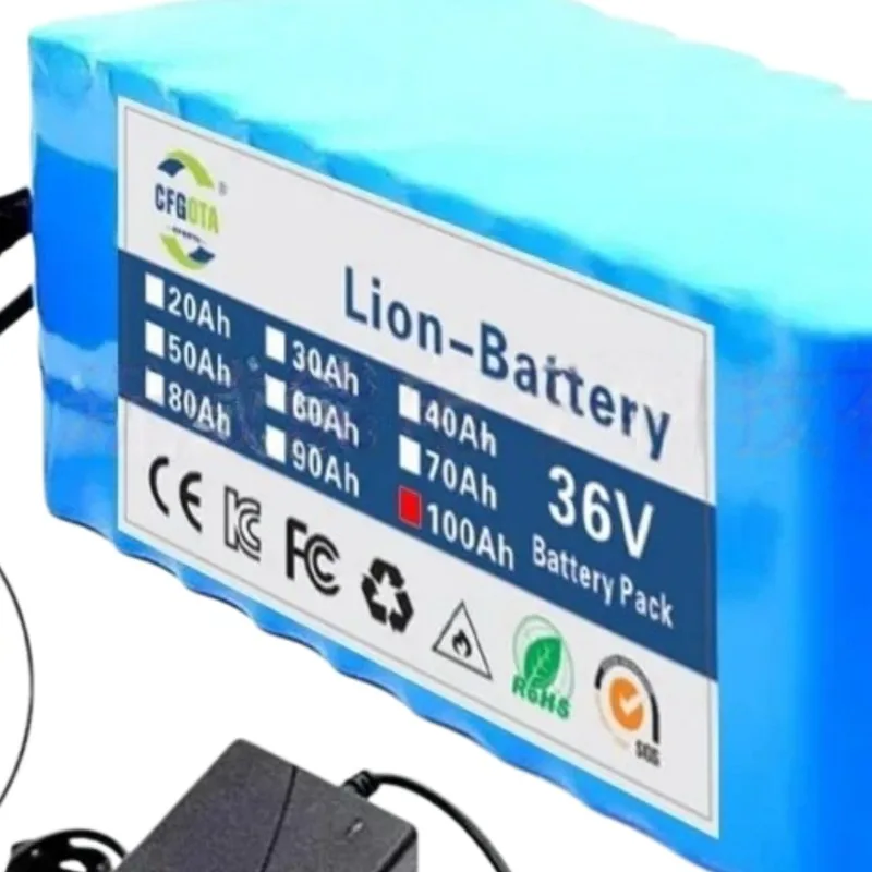 36V 10S4P 100Ah Lithium Battery Packs for Electric Bicycles Electric Scooters Rechargeable Replacement Lithium-ion Battery Pack