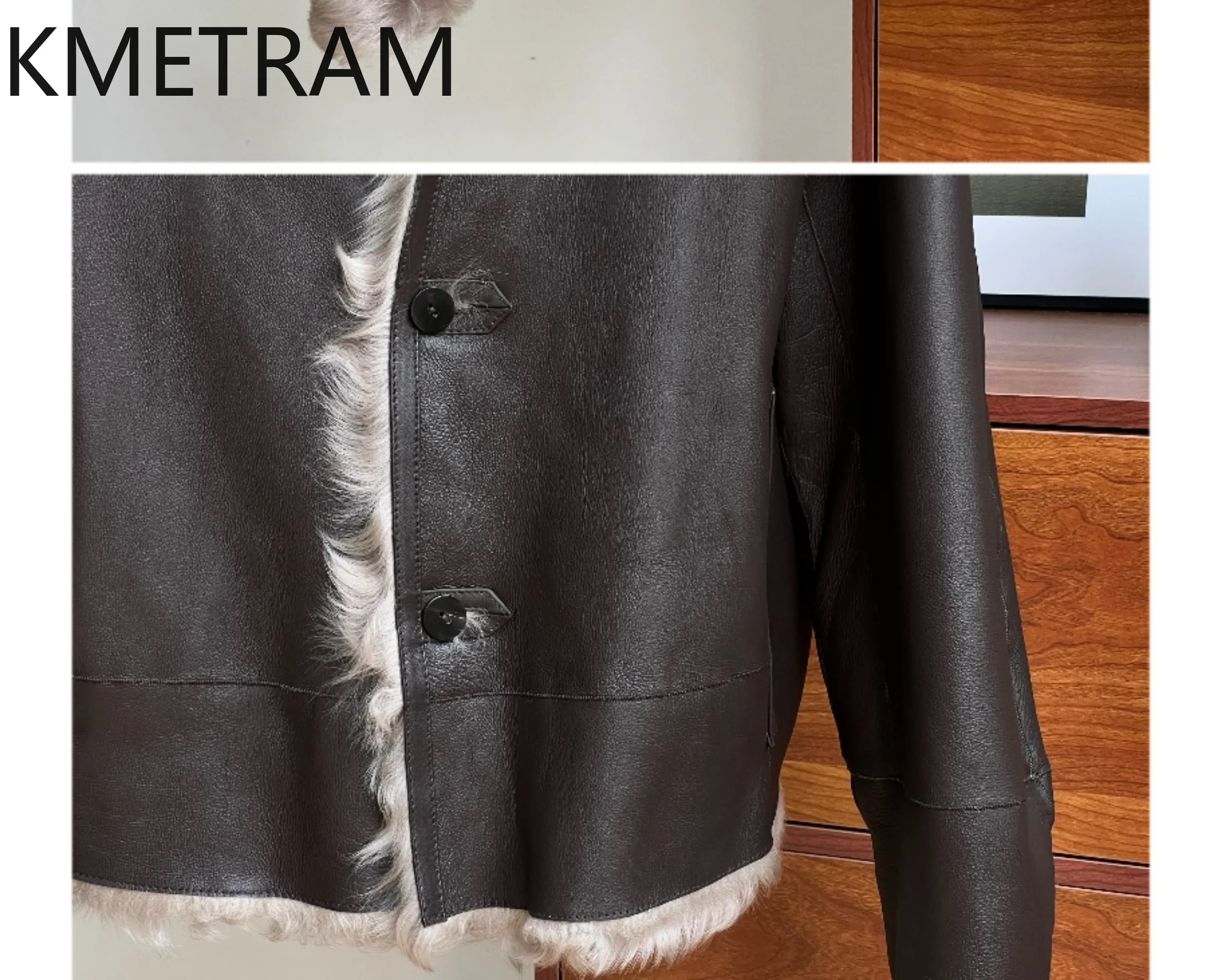 KMETRAM 100% معطف فرو صوف الغنم الطبيعي Xiaohu مزدوج الوجه سترة فاخرة قصيرة من الفرو الحقيقي ملابس شتوية للنساء 2025 schuba
